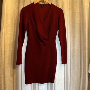 Wine Coloured V neck Dress
